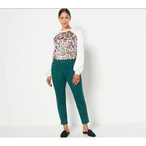 NWT Jason Wu Faux Suede Pull-On Pants Evergreen Size Medium